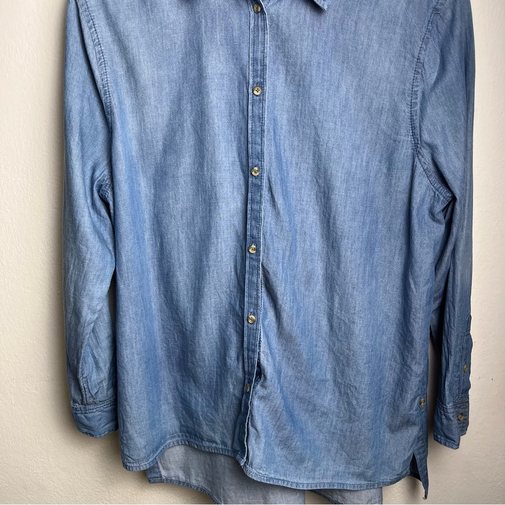 Melrose and Market Washed Denim Button-Up Shirt in Blue - Picture 8 of 9